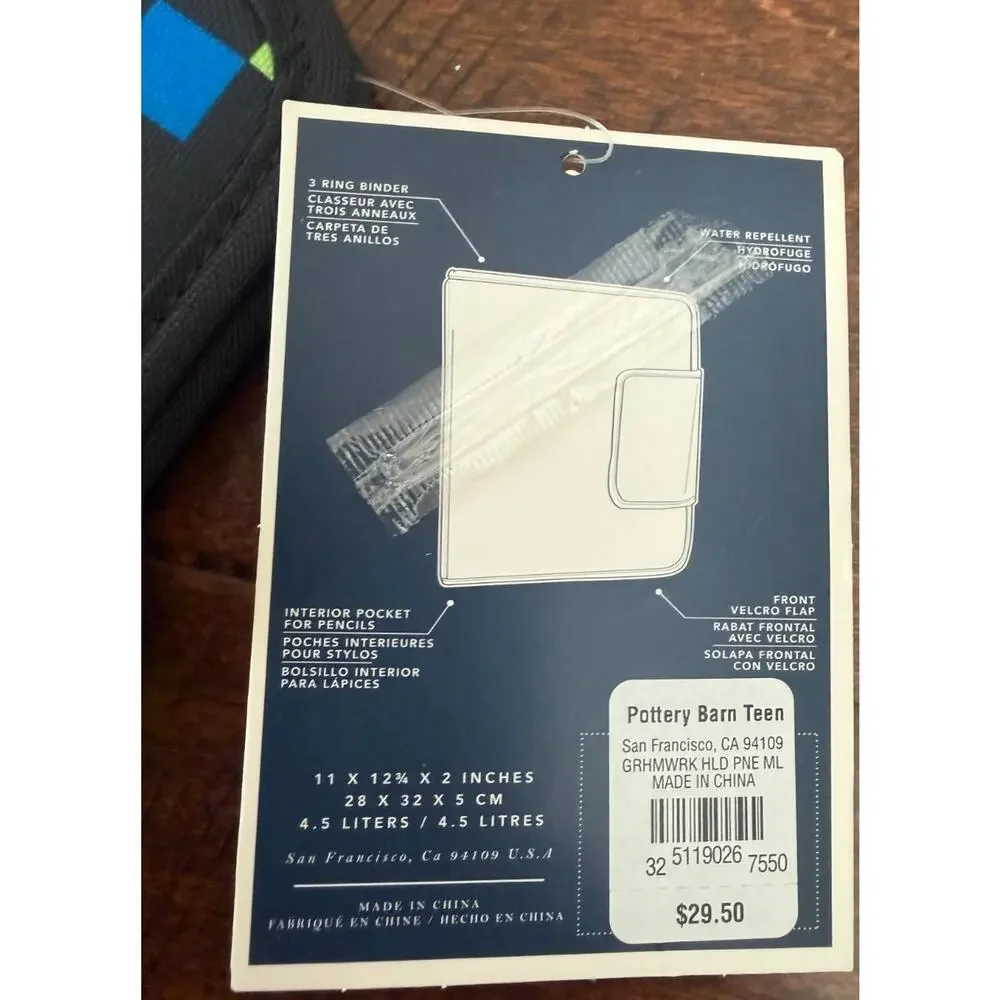 Pottery Barn Teen Neon Pixel Notebook Folder New 3 Ring Binder Pouch NEW NWT